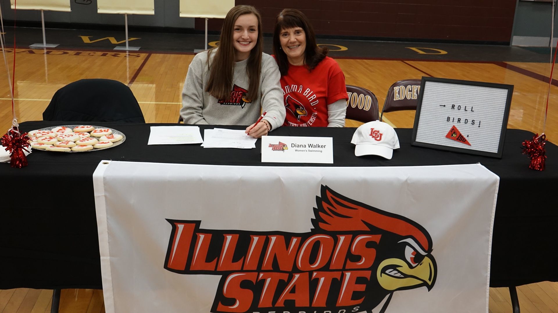 National Signing Day photo Madison Edgewood swimmer Dee Dee Walker with Illinois State
